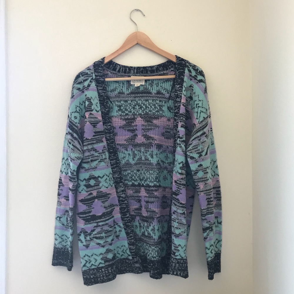 PACSUN - purple teal & black knitted cardigan